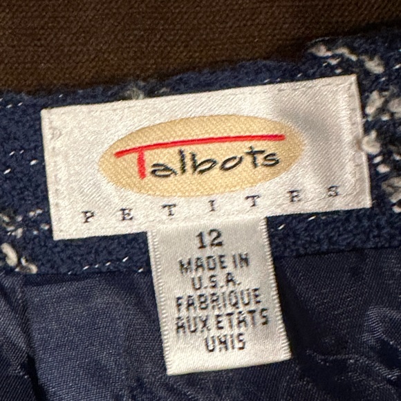 Talbots Vintage Blue,White,Black plaid Midi Skirt SZ 12 Zip In Back Closure. - Picture 7 of 12